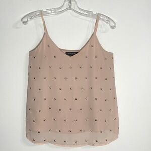 MARCIANO Womens Pink Mesh Gold Studded Camisole Top Size XS Party Glam Night Out